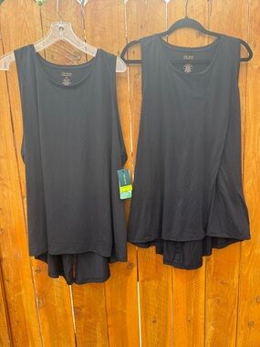 Pair of Tek Gear Black Hi-Low Racerback Open Split Back Active Tank Top - 3X